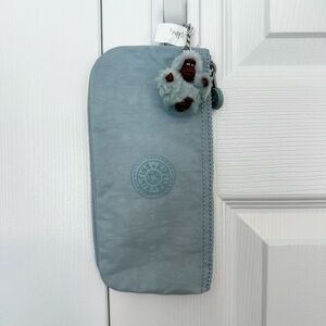 NEW Kipling Sky Blue/Light Teal Pouch with Plush Monkey Charm